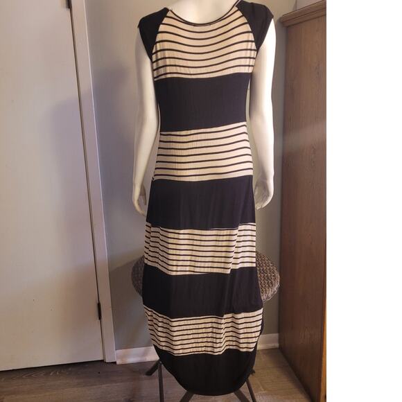 Espresso Striped Maxi Dress - Tan Black - Size XL - Slinky Beachy Lightweight - Picture 4 of 8